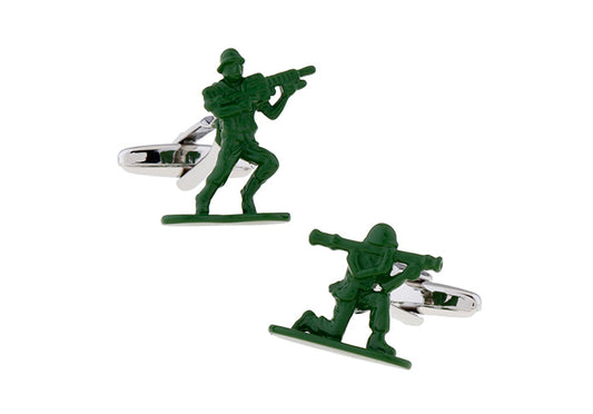 Army Men Cufflinks Plastic Soldier Green Enamel Cuff Links 3D Army Men Toy Soldier Great Detailed Army Dad Army Boyfriend