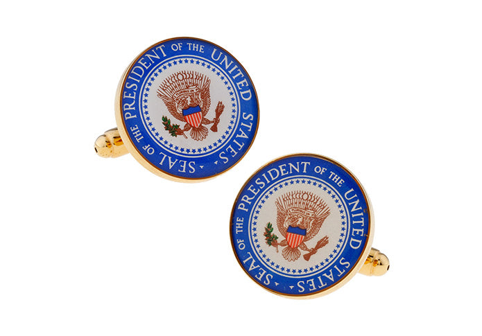 Cufflinks with the Seal of the President of the United States on a white background