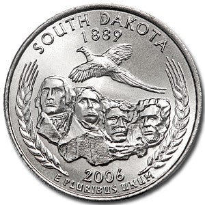 South Dakota State Quarter Coin Lapel Pin Uncirculated U.S. Quarter 2006 Tie Pin