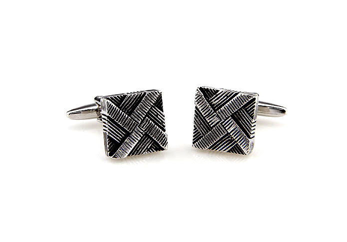 up close view Silver Cufflinks stepping levels