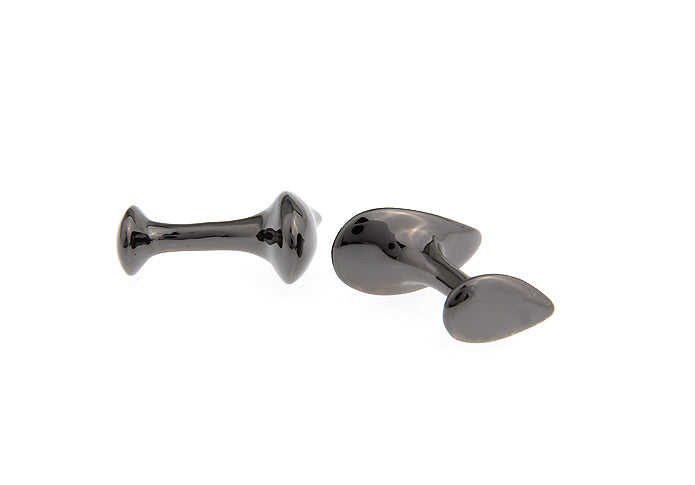 Teardrop Cufflinks Gunmetal Finish Aerodynamic Straight Solid Post Design Looks they Could Fly Cuff Links