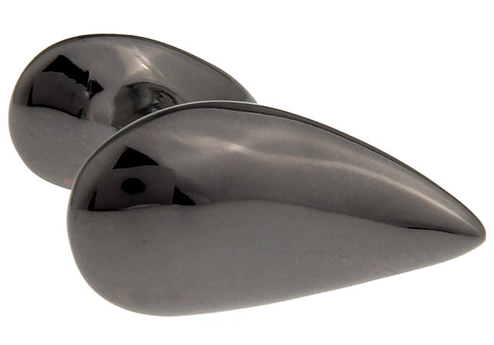 Teardrop Cufflinks Gunmetal Finish Aerodynamic Straight Solid Post Design Looks they Could Fly Cuff Links