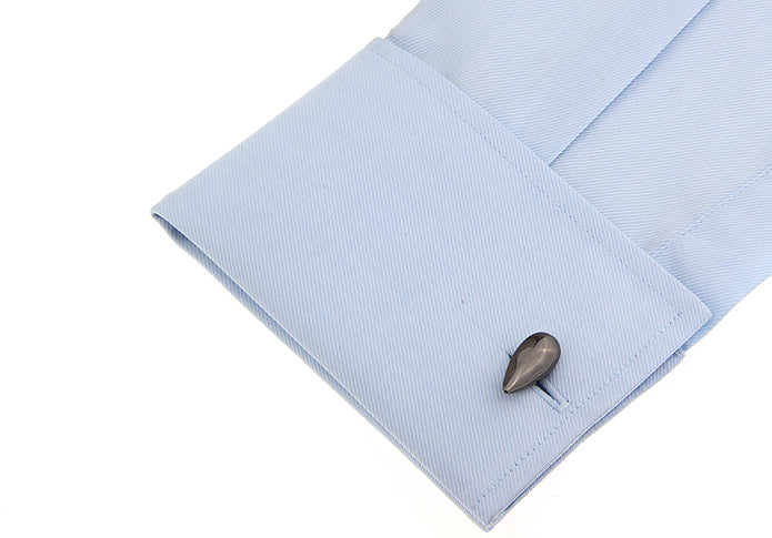 Teardrop Cufflinks Gunmetal Finish Aerodynamic Straight Solid Post Design Looks they Could Fly Cuff Links