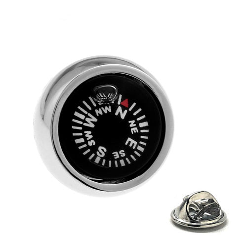 Working Compass Lapel Pin Functioning Compass Pin Compass Jewelry Pin Silver Trim Direction Finder Jacket Pin True North Guiding Force