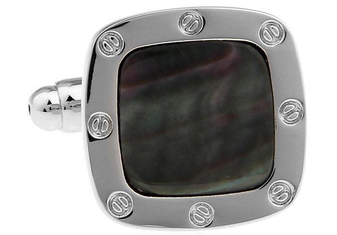 Abalone Shell Cufflinks Silver Square Shell Design Personalized Cufflinks Wedding Cufflinks Groomsman Gift