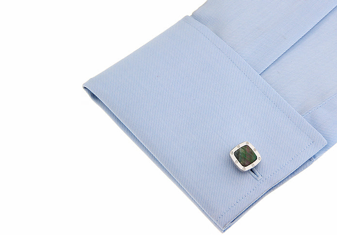 Abalone Shell Cufflinks Silver Square Shell Design Personalized Cufflinks Wedding Cufflinks Groomsman Gift