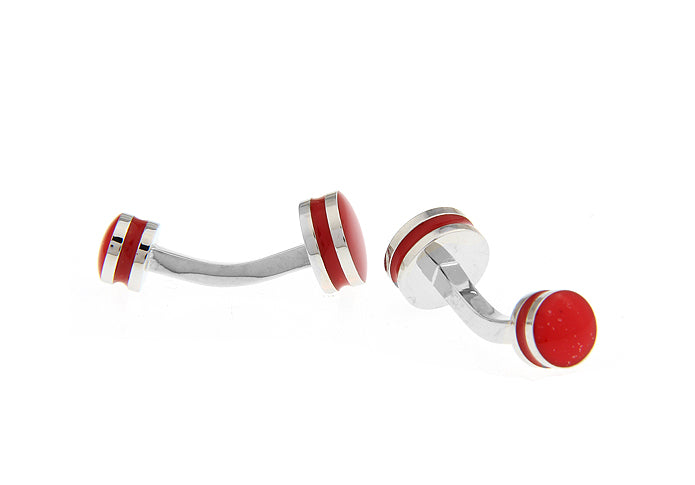 Red Agate Cufflinks Straight Post Power Design Fully Detailed Double Stripe Red Bands Cuff Links Groomsmen Cufflinks Wedding Cufflinks