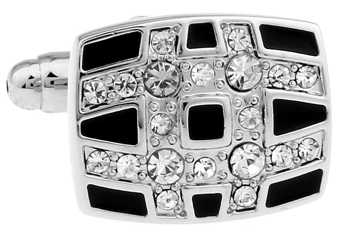 Power Bands of Silver Crystals Cufflinks Designer Highly Detailed Executive Cuff Links Big Crystals Cuffs