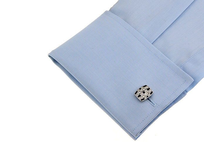 Power Bands of Silver Crystals Cufflinks Designer Highly Detailed Executive Cuff Links Big Crystals Cuffs