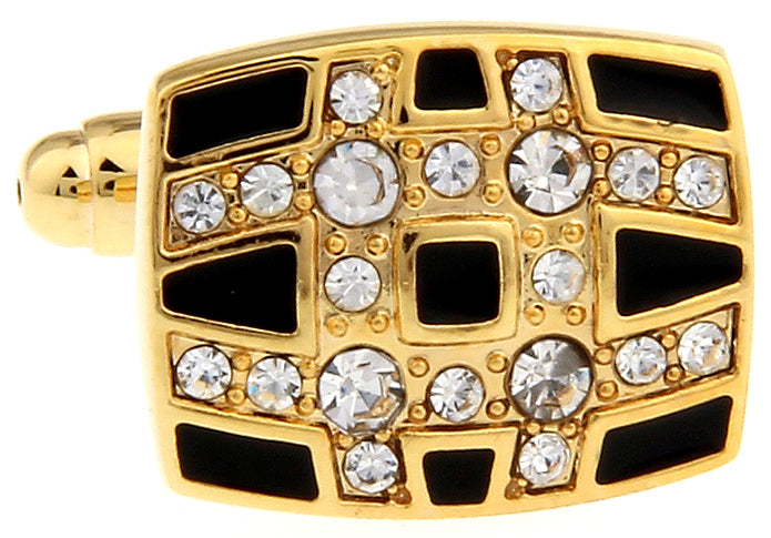 Vegas Nights Cufflinks Gold with Crystals Bands Black Enamel Cuff Links High Rollers Delight Groomsman Gift Power Cuffs