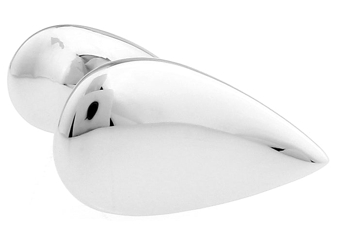 Teardrop Cufflinks Silver Finish Aerodynamic Straight Solid Post Design Looks they Could Fly Cuff Links