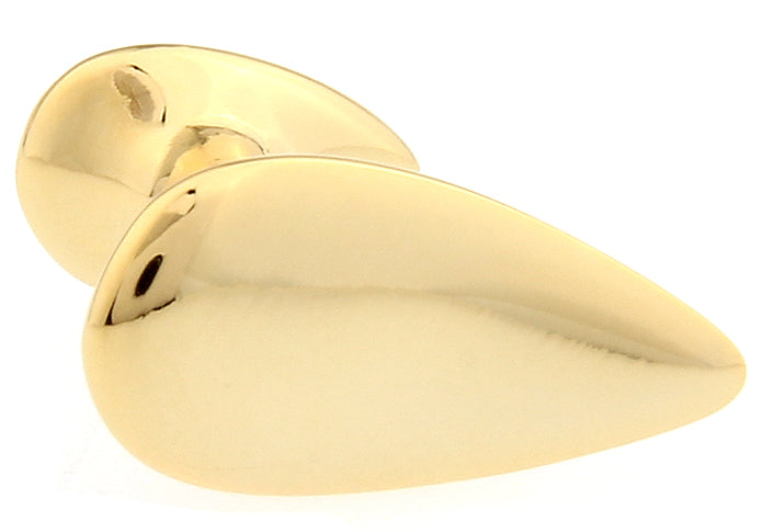 Teardrop Cufflinks Gold Finish Aerodynamic Straight Solid Post Design Looks they Could Fly Cuff Links