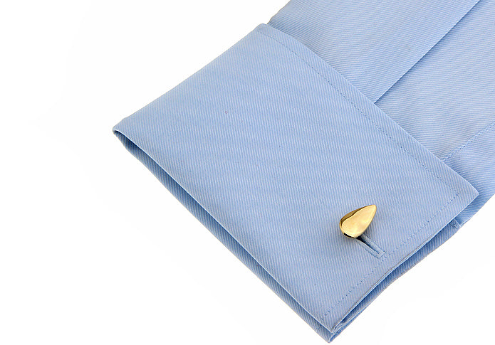 Teardrop Cufflinks Gold Finish Aerodynamic Straight Solid Post Design Looks they Could Fly Cuff Links