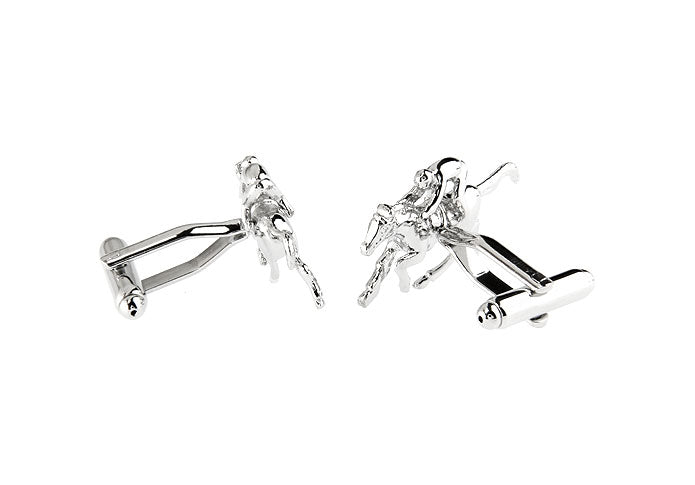 Horse Jockey Cufflinks Silver Rhodium Platted Lucky Horses Cuff Links Horse Equestrian Silver Lucky Horse
