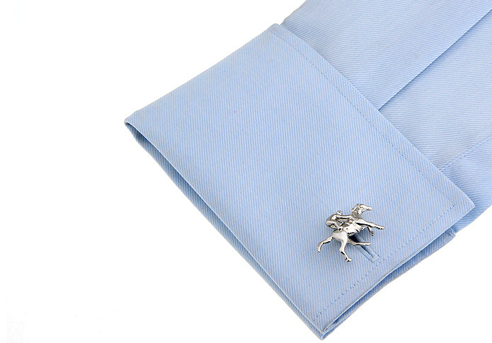Horse Jockey Cufflinks Silver Rhodium Platted Lucky Horses Cuff Links Horse Equestrian Silver Lucky Horse