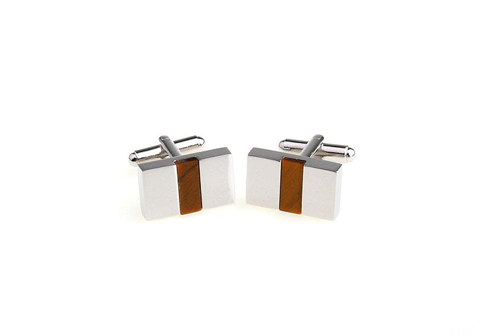 Amber Stone Cufflinks Silver Platting Bands Amber Like Stone Stripe Anniversary Gift Classic Cuff Links Groomsmen Gift