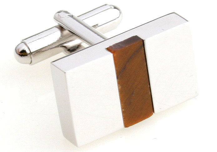 Amber Stone Cufflinks Silver Platting Bands Amber Like Stone Stripe Anniversary Gift Classic Cuff Links Groomsmen Gift