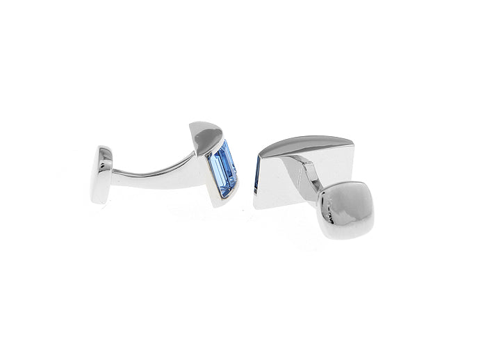 Cufflinks Blue Topaz Crystals Pillars Five Columns Power Cuffs Whale Tail Backing December Birthstone Cuff Links