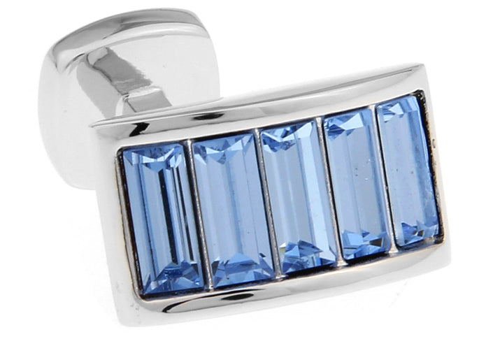 Cufflinks Blue Topaz Crystals Pillars Five Columns Power Cuffs Whale Tail Backing December Birthstone Cuff Links