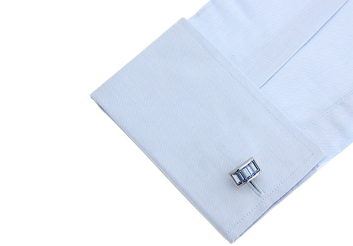 Cufflinks Blue Topaz Crystals Pillars Five Columns Power Cuffs Whale Tail Backing December Birthstone Cuff Links