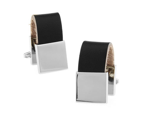 Wraparound Cufflinks Silver Square Leather Strap Designer Cuff Links Business Wedding Cufflinks Wrap Around