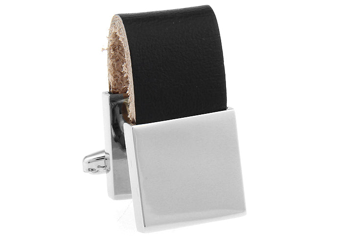 Wraparound Cufflinks Silver Square Leather Strap Designer Cuff Links Business Wedding Cufflinks Wrap Around