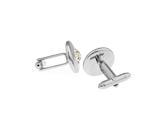 Shiny Band Cufflinks Diamond Cut Clear Swiss Crystals Silver Designer Clear Crystal Sparkle Big Crystal Statement Cufflinks