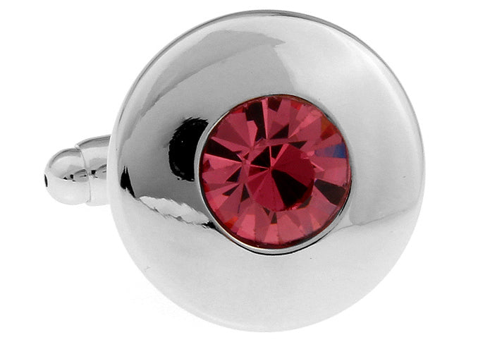 Jazzberry Crystal Cufflinks Big Center Cut Crystal with Silver Trim Cuff Links