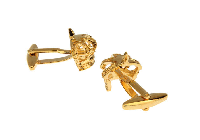 Gold Royal Family Crown of the Kingdom cufflinks – luxury men’s jewelry featuring elegant gold-plated crowns with intricate detailing, designed by JayPins