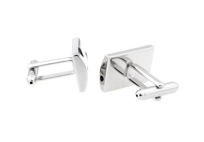 JayPins Silver cufflinks with deep purple circular and semicircle enamel accents on a reflective background — stylish, modern, and perfect for men’s formalwear.
