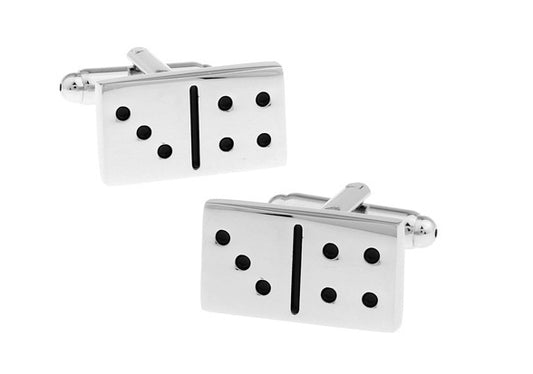 Dominos Cufflinks Silver Black Enamel Domino Cuff Links