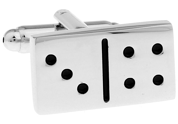 Dominos Cufflinks Silver Black Enamel Domino Cuff Links