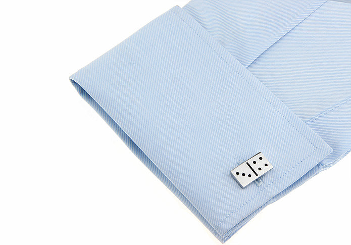 Dominos Cufflinks Silver Black Enamel Domino Cuff Links