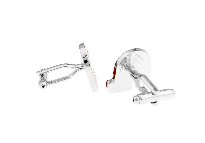 Silver cufflinks on a white background