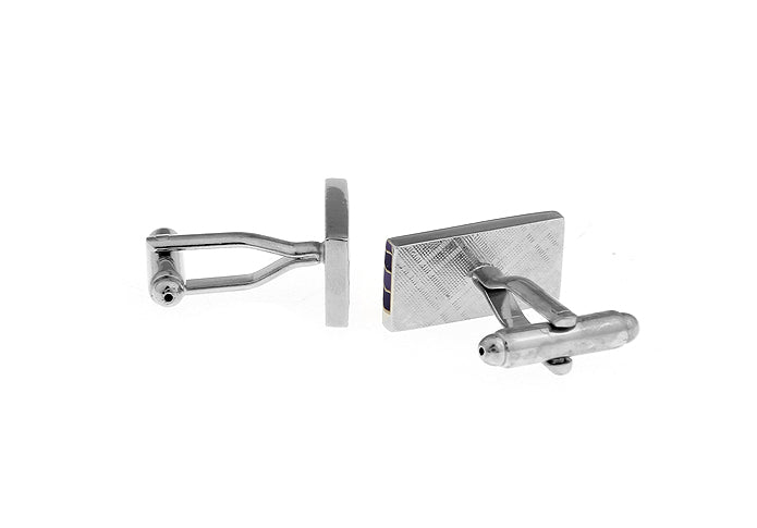 A pair of JayPins purple stripe cufflinks featuring three enamel bands in rich violet and lavender tones on a polished silver base, designed for elegant modern style.