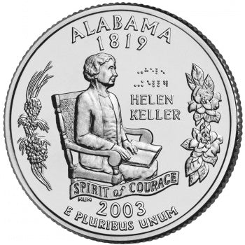 Alabama State Quarter Coin Lapel Pin Uncirculated U.S. Quarter 2003 Tie Pin