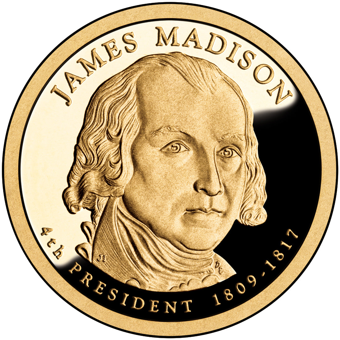 James Madison Presidential Dollar Lapel Pin | Uncirculated $1 Gold Coin Collectible Enamel Pin – 4th U.S. President