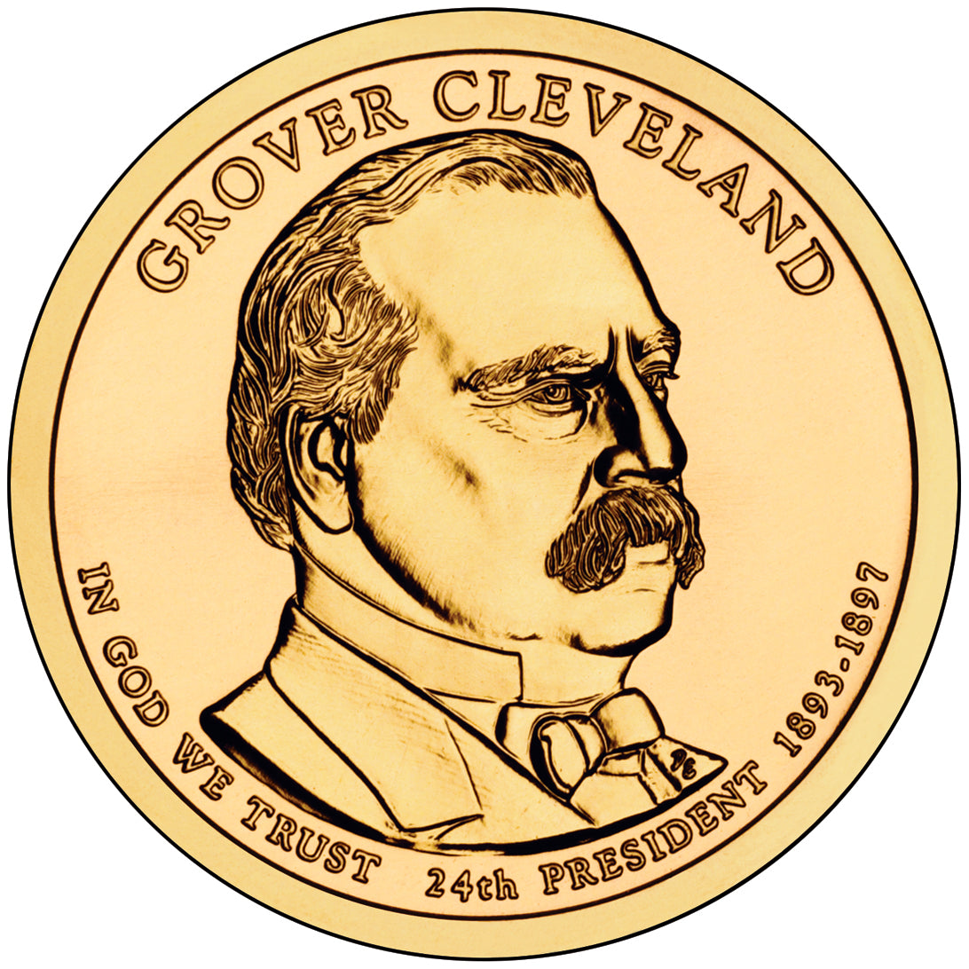 Grover Cleveland Presidential Dollar Lapel Pin – Uncirculated Gold Coin Enamel Pin Collectible