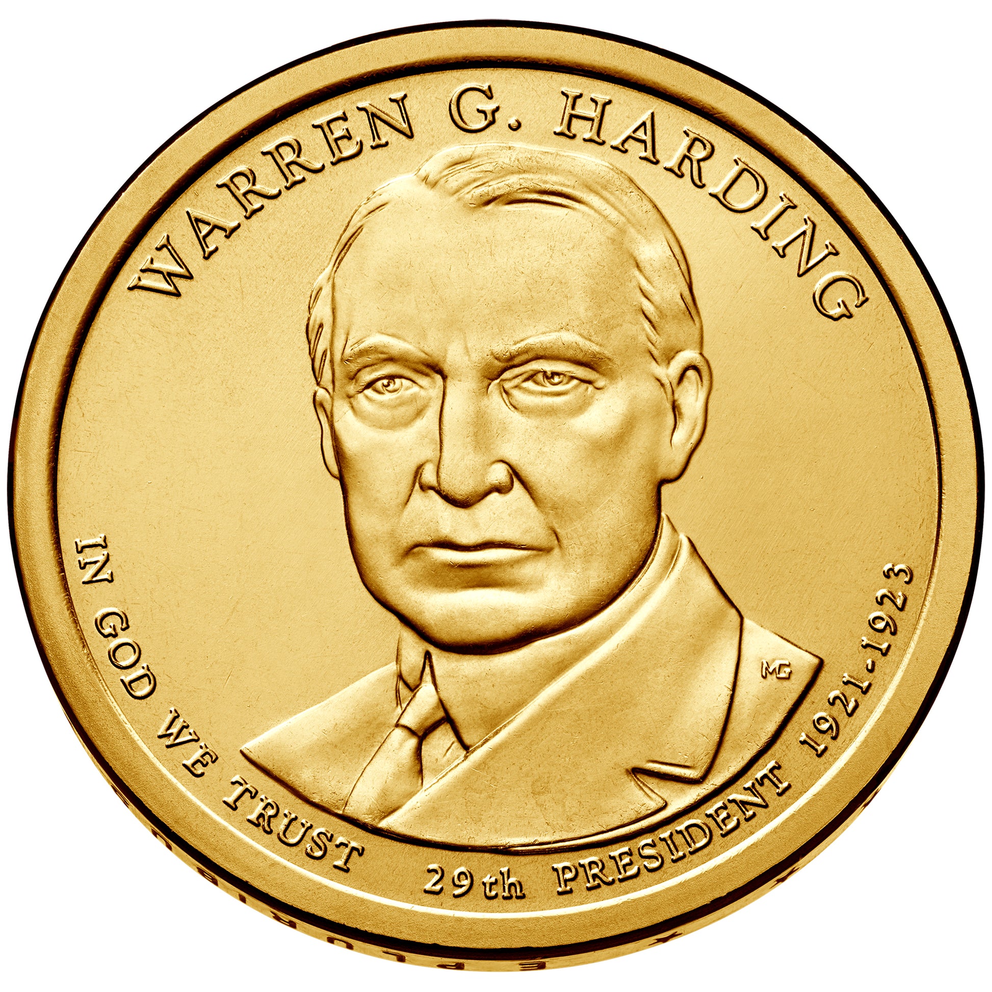 Warren Harding Presidential Dollar Lapel Pin – Uncirculated U.S. Gold Dollar Coin Enamel Pin