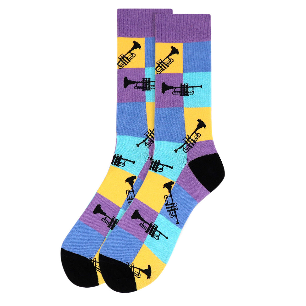 Men's Trumpet Novelty Socks Gift for Dad Fun Colors Musician Socks Music Band Lover Trumpet Player Socks