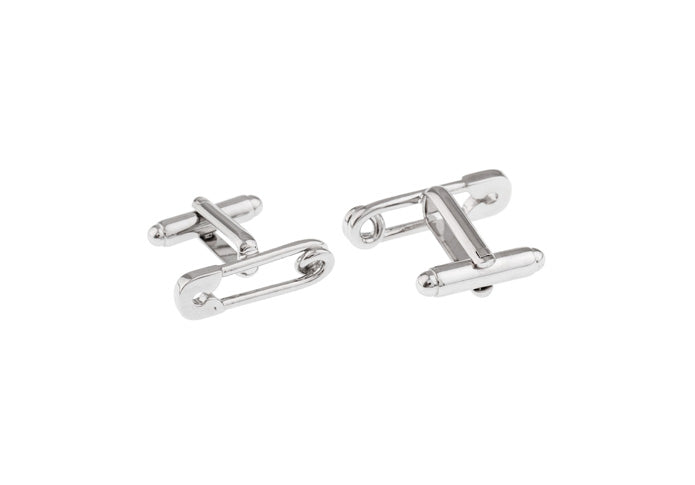 JayPins Silver Safety Pin Cufflinks – creative silver cufflinks shaped like miniature safety pins, symbolizing unity and modern style for bold men’s fashion.