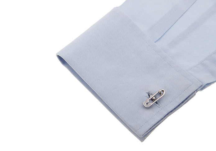 JayPins Silver Safety Pin Cufflinks – creative silver cufflinks shaped like miniature safety pins, symbolizing unity and modern style for bold men’s fashion.