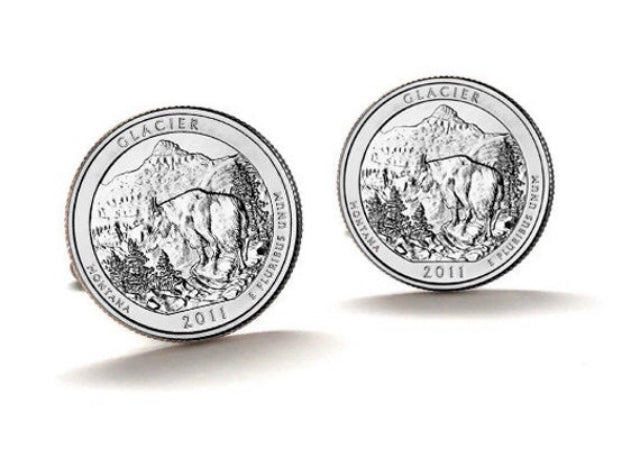 Glacier National Park Coin Cufflinks Uncirculated U.S. Quarter 2011 Cuff Links