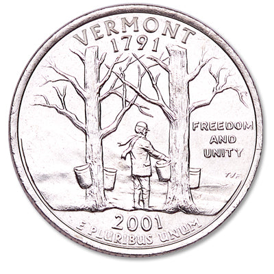Vermont State Quarter Coin Lapel Pin Uncirculated U.S. Quarter 2001 Tie Pin