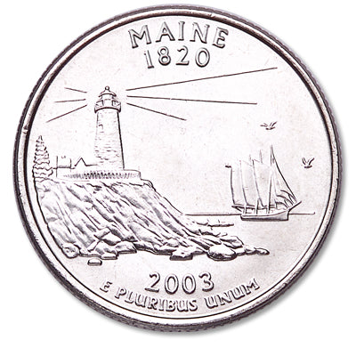 Maine State Quarter Coin Lapel Pin Uncirculated U.S. Quarter 2003 Tie Pin