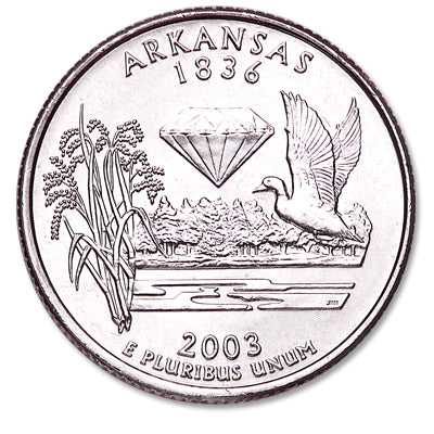 Arkansas State Quarter Coin Lapel Pin Uncirculated U.S. Quarter 2003 Tie Pin