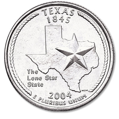 Texas State Quarter Coin Lapel Pin Uncirculated U.S. Quarter 2004 Tie Pin