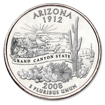 Arizona State Quarter Coin Lapel Pin Uncirculated U.S. Quarter 2008 Tie Pin
