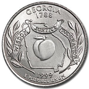 Georgia State Quarter Coin Lapel Pin Uncirculated U.S. Quarter 1999 Tie Pin
