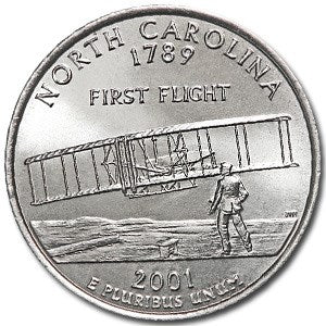 North Carolina State Quarter Coin Lapel Pin Uncirculated U.S. Quarter 2001 Tie Pin